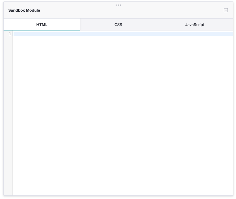 sandbox module has three tabs for html, css and js